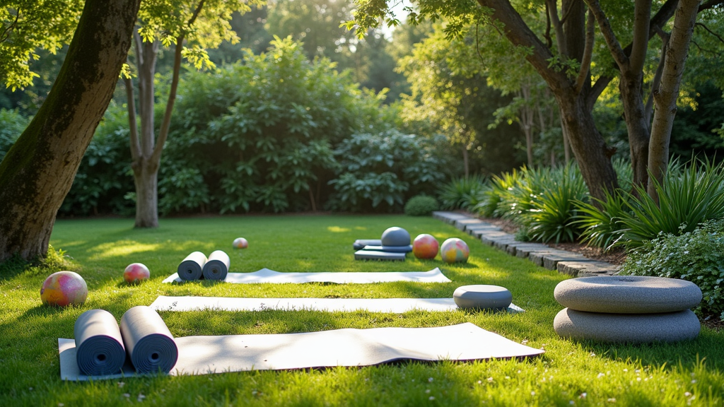 Outdoor balance and flexibility exercises area